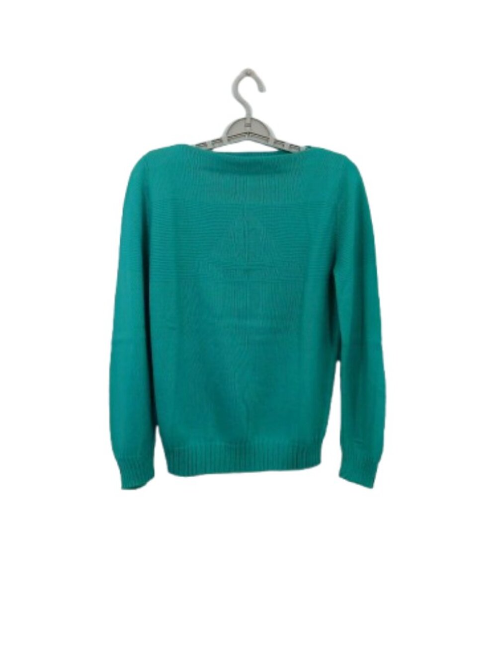 Vintage Acrylic Sweater Boat Neck Needlepoint Green Women M, L, 80s 90s Y2K